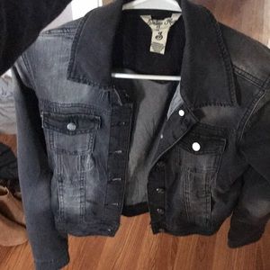 Black distressed denim jacket